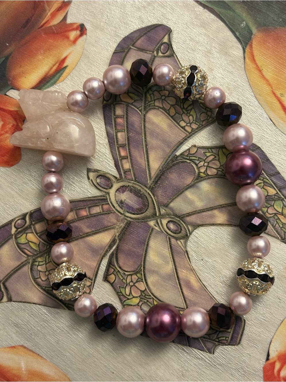 Lavender Pearl & Amethyst Beaded Stretch Bracelet - Brand